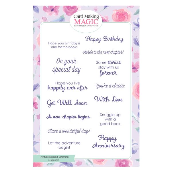 Card Making Magic A5 Stamp Set Pretty Book Sentiments