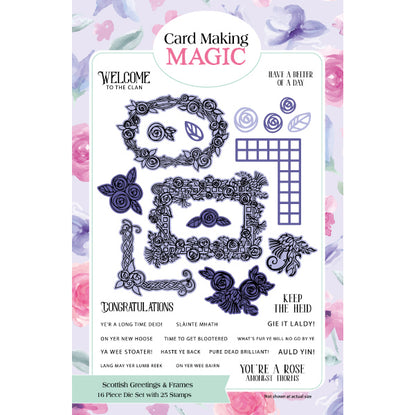 Card Making Magic A5 Stamp and Die Set Scottish Greetings and Frames