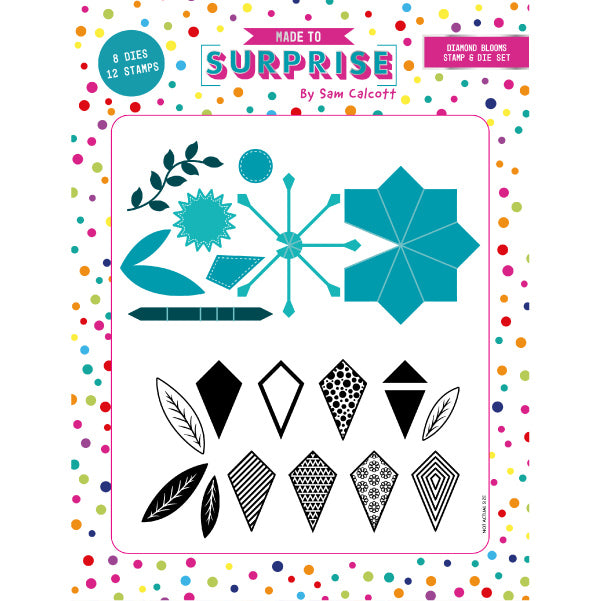 Made To Surprise 3D Die and Clear Stamp Set Pop Up Diamond Blooms by Sam Calcott | Set of 16
