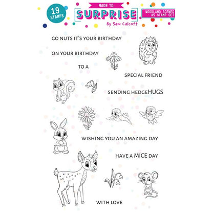 Made To Surprise A5 Clear Stamp Set Woodland Scenes Animals by Sam Calcott | Set of 19