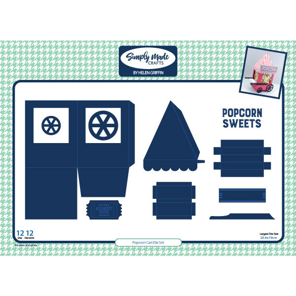 Simply Made Crafts 3D Die Set Fairground Attraction Popcorn Cart | Set of 12