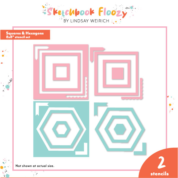 Frugal Crafter 8 x 8 Stencil Set Squares and hexagons