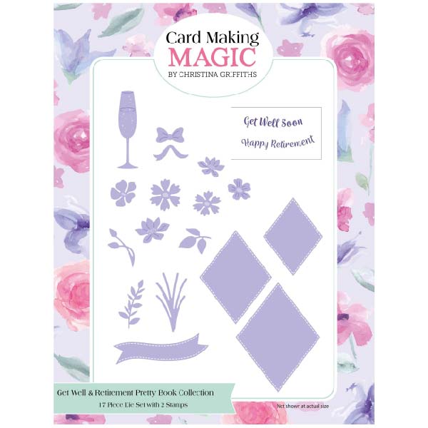 Card Making Magic A5 Die & Stamp Set Get Well & Retirement Set of 19 | Pretty Books Collection