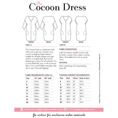 Digital Download | Simple Sew Cocoon Dress Sewing Pattern
