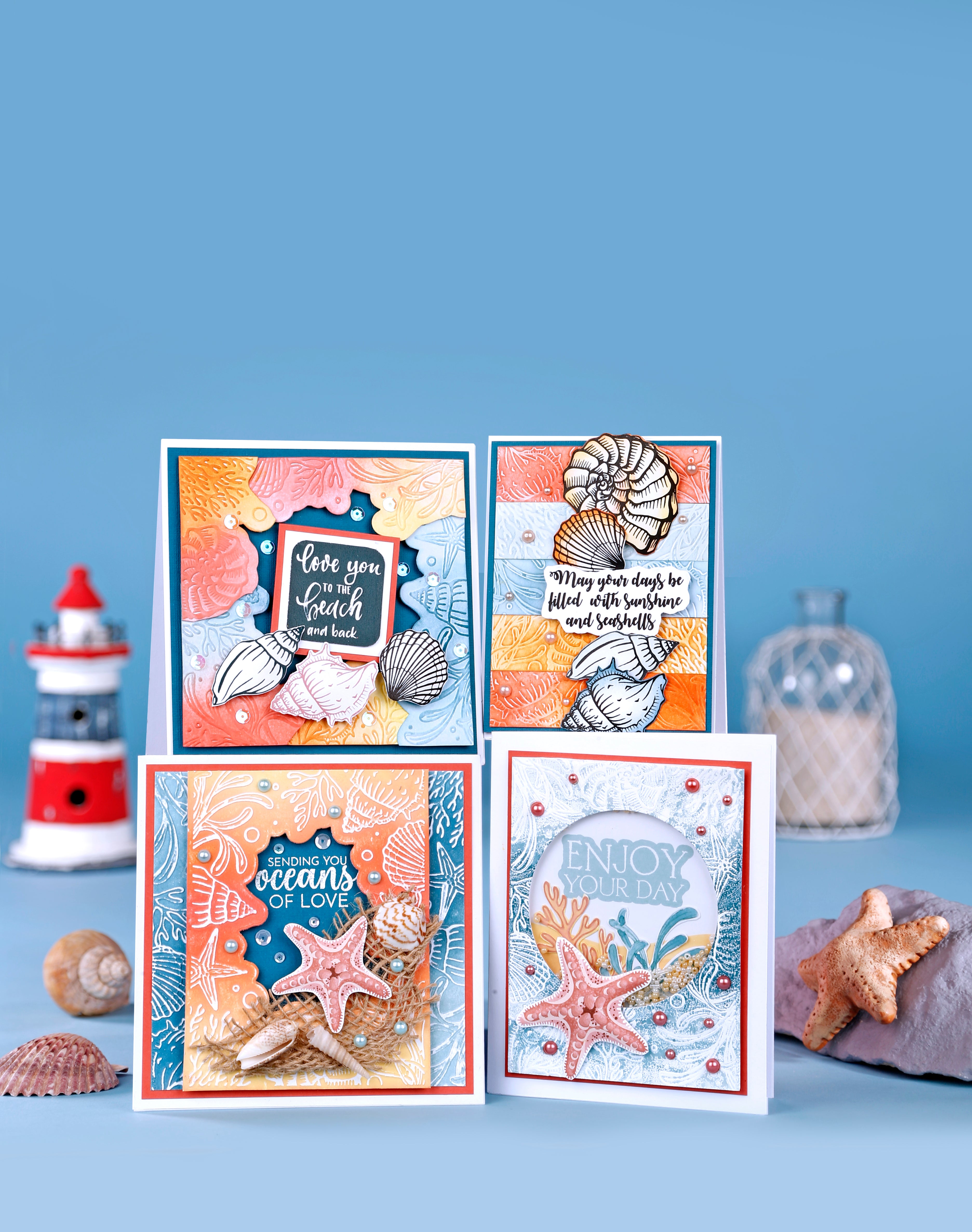 Simply Cards & Papercraft 245 Digital Downloads - Seashell by the Seashore papers & toppers