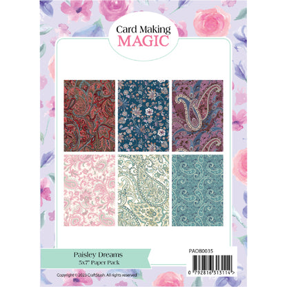 Card Making Magic 5in x 7in Patterned Paper Pack Paisley Dreams 190gsm | 24 Sheets