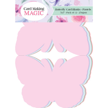 Card Making Magic 5 x 7in Butterfly Card Blanks Pastel 12 Pack 250gsm | Butterfly Blossom Collection