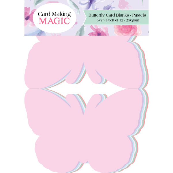 Card Making Magic 5 x 7in Butterfly Card Blanks Pastel 12 Pack 250gsm | Butterfly Blossom Collection