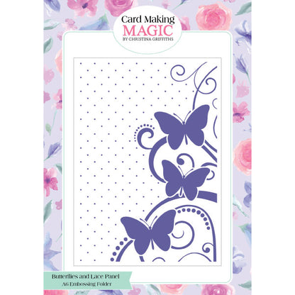 Card Making Magic Embossing Folder Butterflies and Lace Panel | A6
