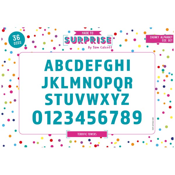 Made To Surprise Die Set Chunky Uppercase Alphabet & Numbers by Sam Calcott | Set of 36