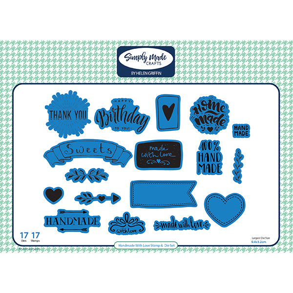 Simply Made Crafts Stamp & Die Set Handmade With Love Sentiments | Set of 34