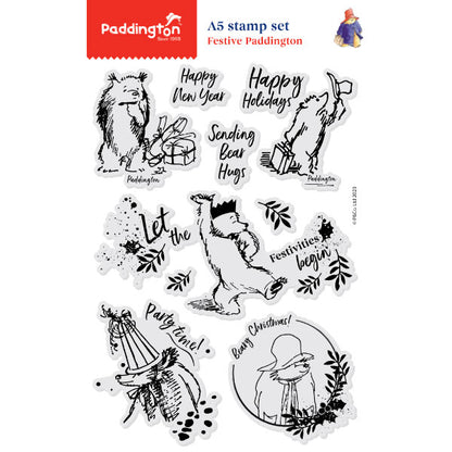 Paddington A5 Clear Stamp Festive Paddington Set of 9 | Festive Paddington Collection