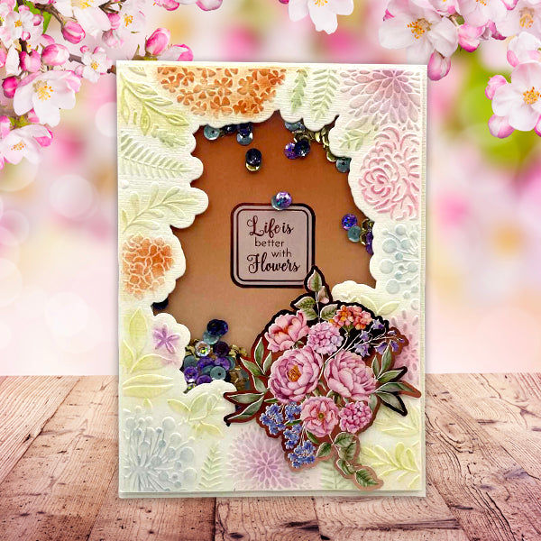 Card Making Magic Cut and Emboss Folder Bouquet In Bloom | 5in x 7in