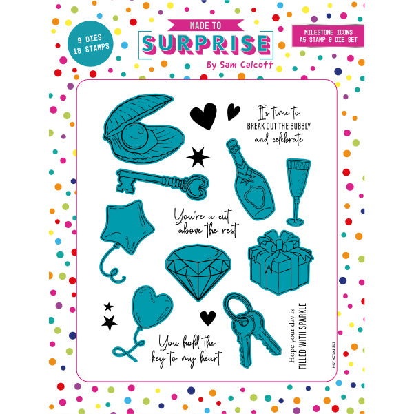 Made to Surprise A5 Stamp and Die Set Milestone Icons | Circular Waterfold
