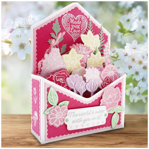Card Making Magic Die Set 6in x 6in Flower Box & Card Set of 24 | Flower Box Cards Collection