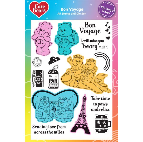 Care Bears Die and A5 Stamp Set Bon Voyage | Across The Miles