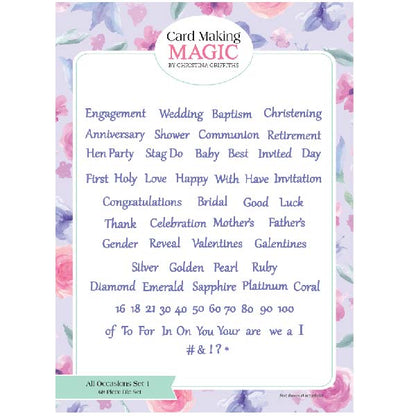Card Making Magic Die Set All Occasions Sentiments #1 | Set of 68
