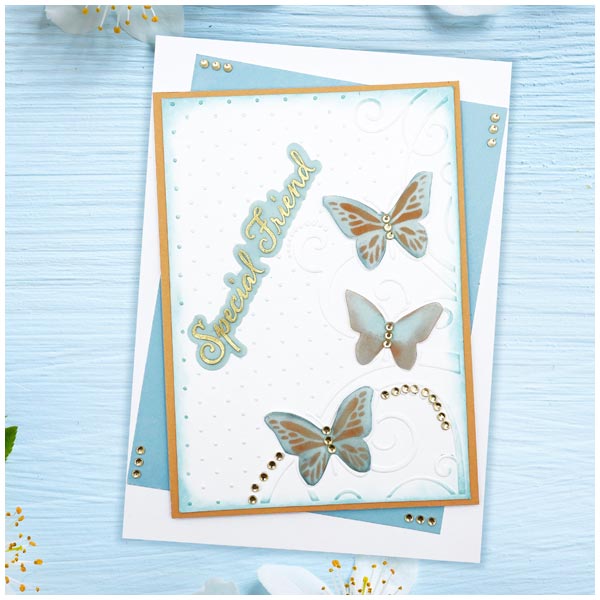 Card Making Magic Embossing Folder Butterflies and Lace Panel | A6