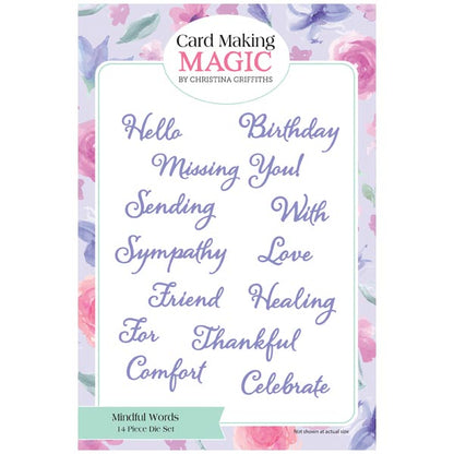 Card Making Magic Die Set Mindful Words Set of 14 | Circular Box Collection