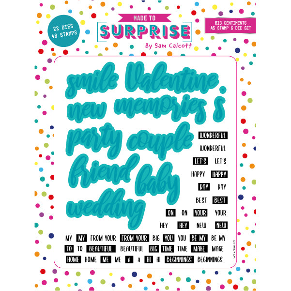 Made to Surprise A5 Stamp and Die Set Big Sentiments | Swivel & See