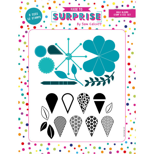 Made To Surprise 3D Die and Clear Stamp Set Pop Up Bold Blooms by Sam Calcott | Set of 16