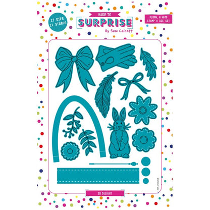 Made To Surprise Die & Clear Stamp Set 3D Delight Additions Floral & Hats by Sam Calcott | Set of 28